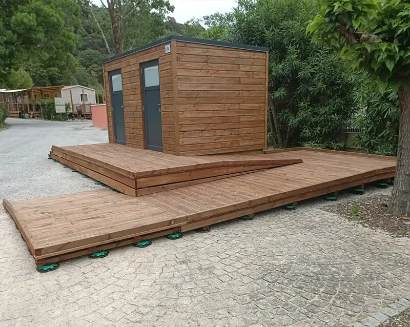 Bloc sanitaire, Sanitaire modulaire pour camping et collectivité, solution modulaire Double PMR SANIBIO